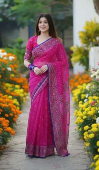 Premium Silk Boutique Skin Print Shari