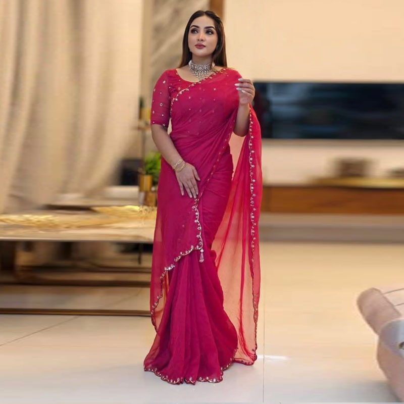 Semi Moslin Sharee with Blouse Piece