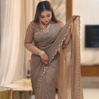 Semi Moslin Sharee with Blouse Piece