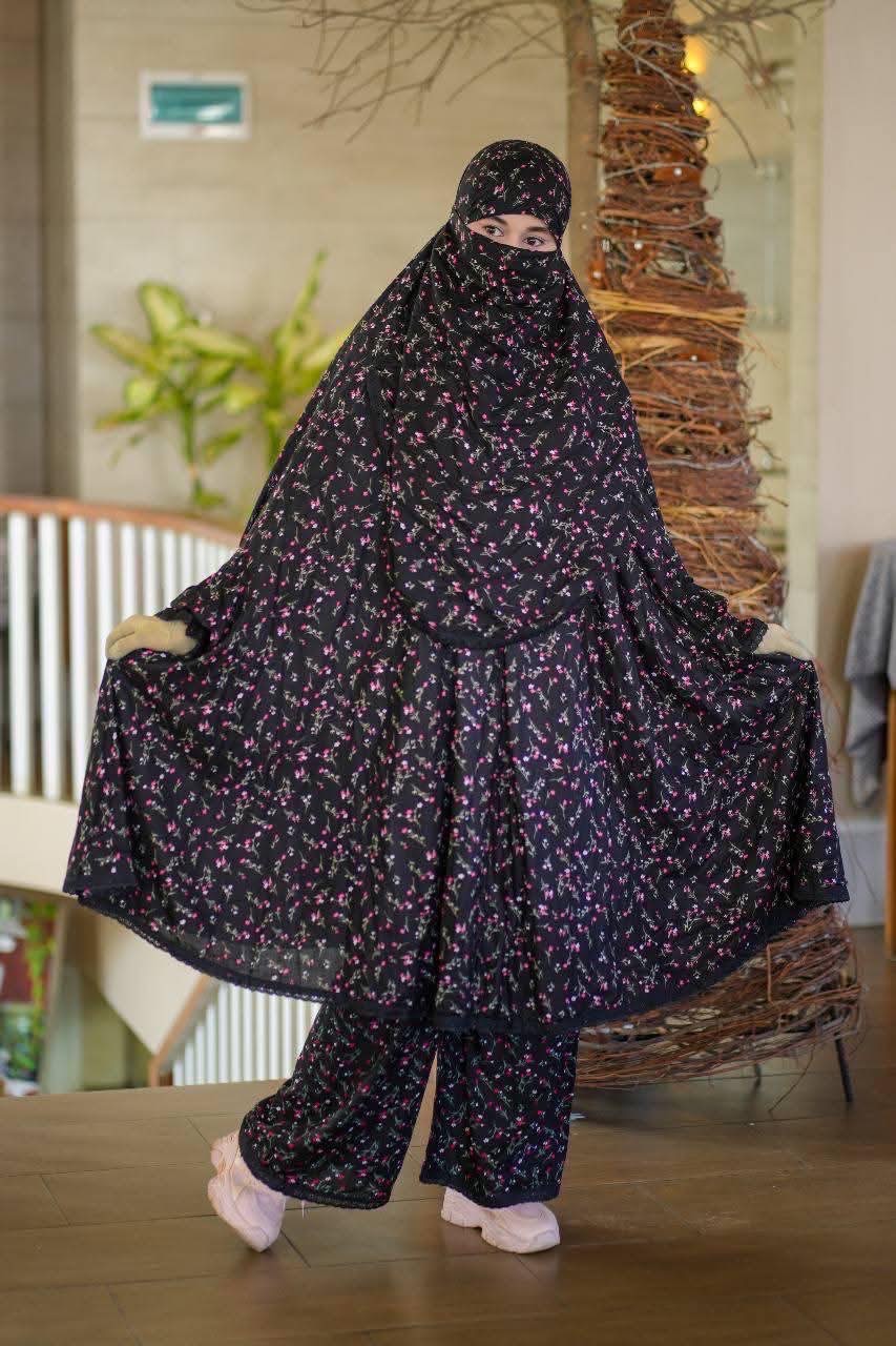 ☀️ সফট চায়না লিনেন প্লাজু খিমার সেট (নিকাব সহ)