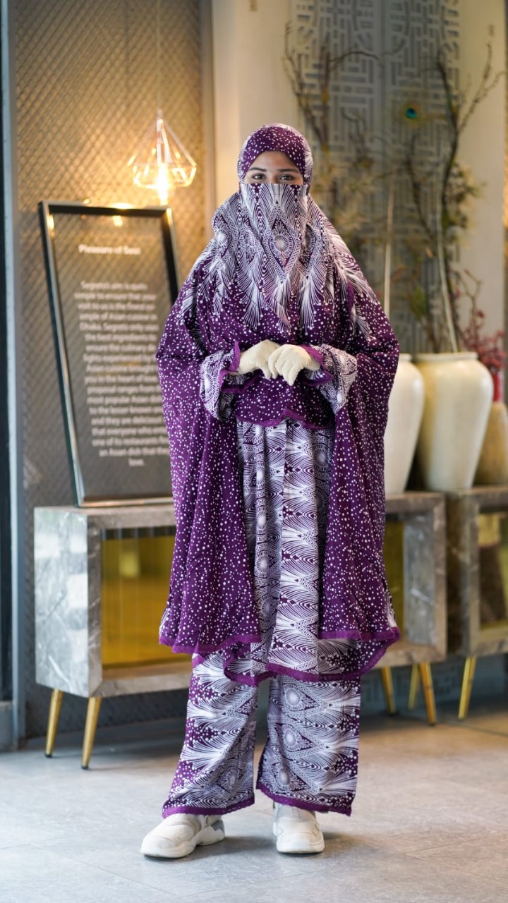 ☀️ সফট চায়না লিনেন প্লাজু খিমার সেট (নিকাব সহ)