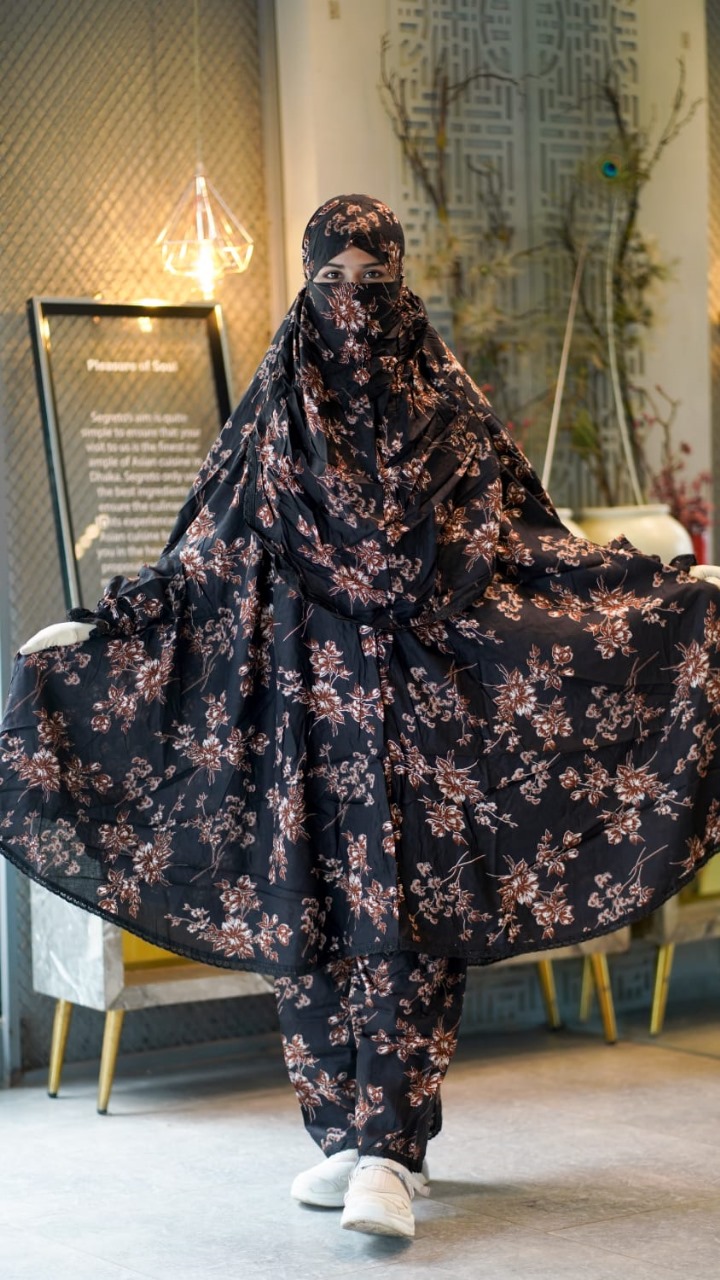 ☀️ সফট চায়না লিনেন প্লাজু খিমার সেট (নিকাব সহ)