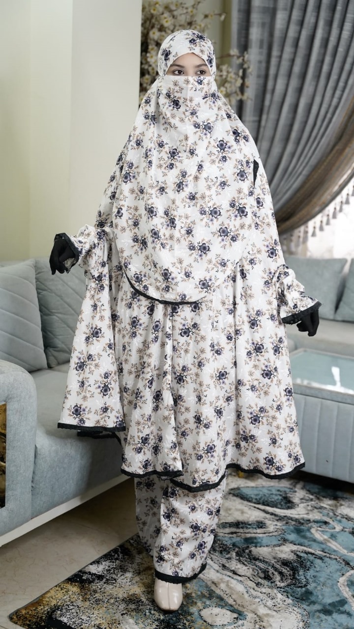 প্রিমিয়াম চায়না লিনেন নিকাব খিমার ও প্লাজু কম্বো সেট