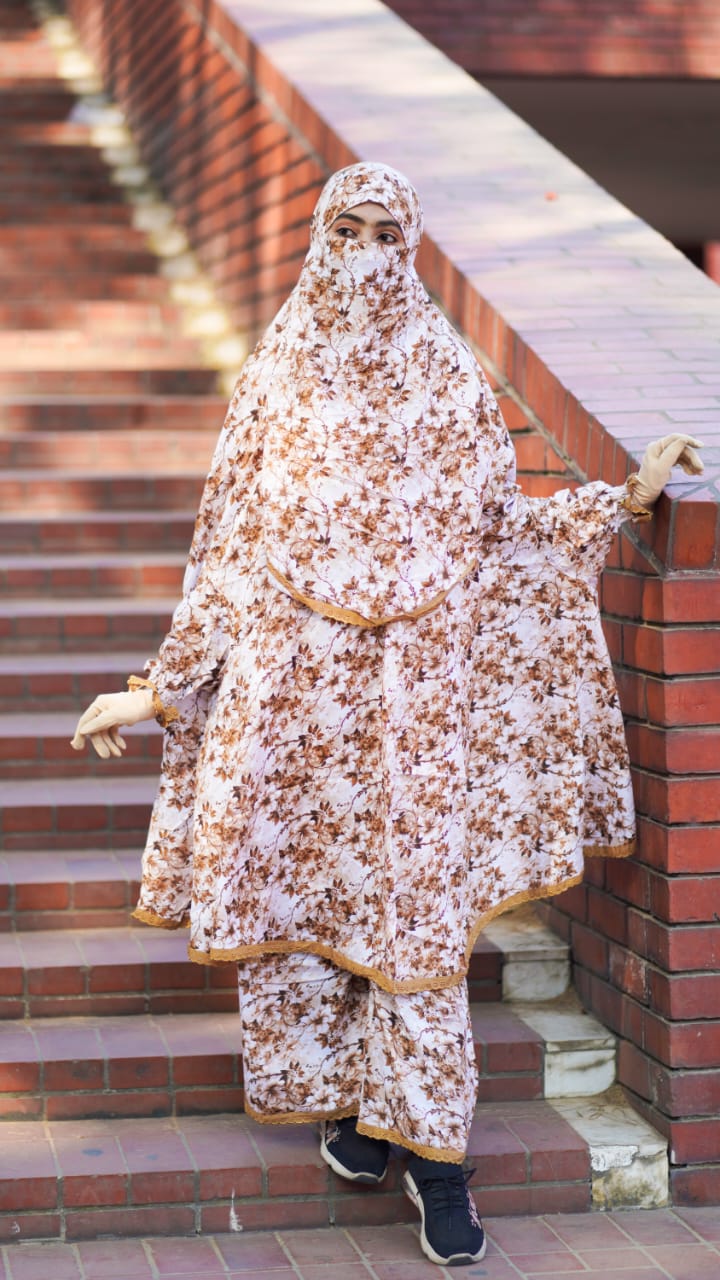 প্রিমিয়াম চায়না লিনেন নিকাব খিমার ও প্লাজু কম্বো সেট