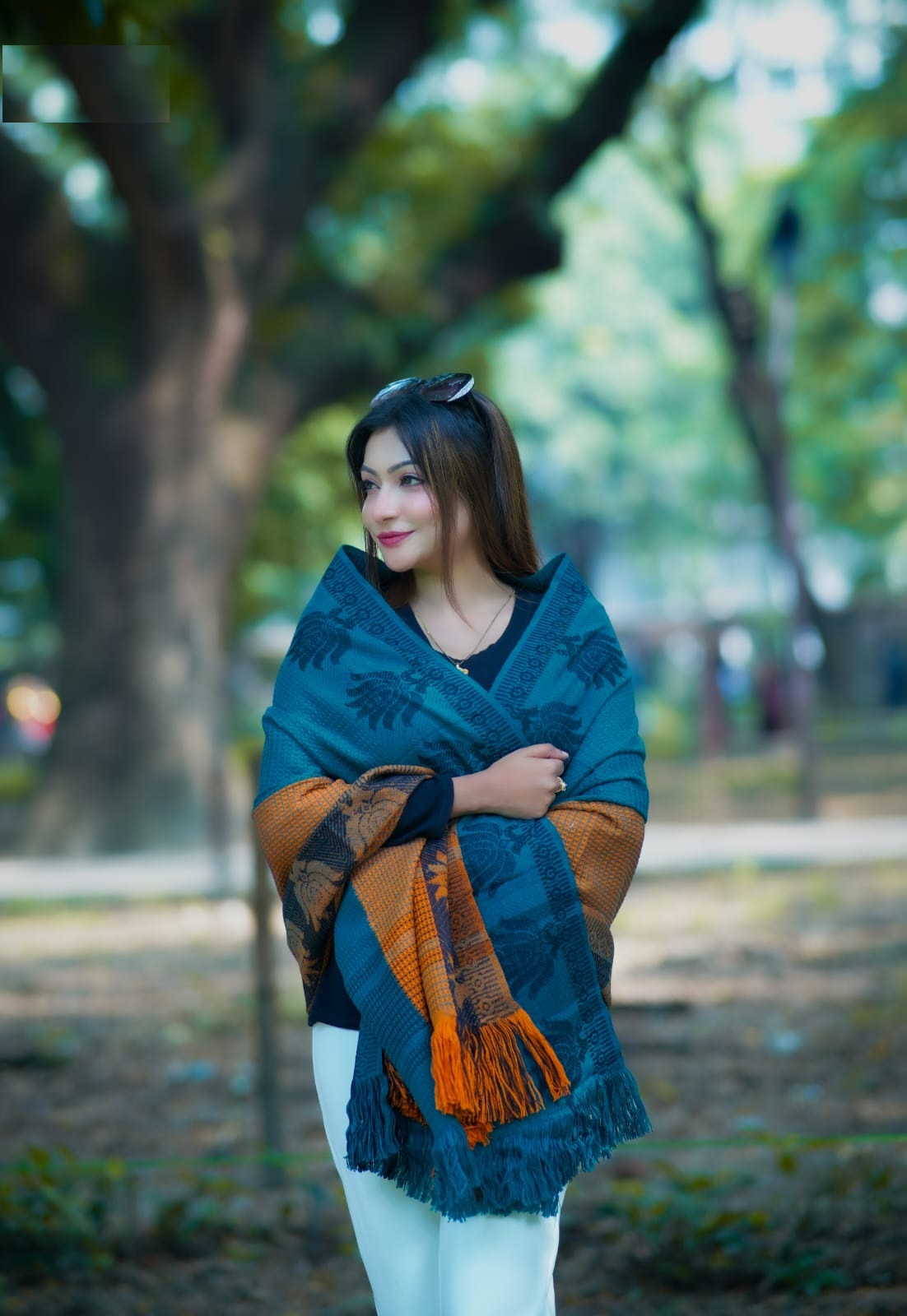 প্রিমিয়াম স্টাইলিশ উলের শাল/চাদর (টাঙ্গাইলের ঐতিহ্য) দৈর্ঘ্য: ৭৬ ইঞ্চি চওড়া: ৩২ ইঞ্চি