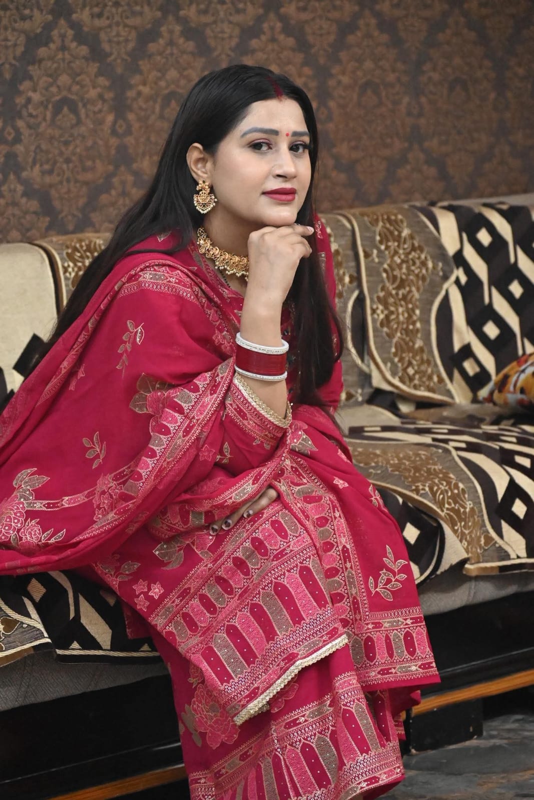 নিউ কালেকশন: প্রিমিয়াম দুবাই চেরি রেডিমেড থ্রি পিস | ডিজিটাল প্রিন্ট ও কারচুপি কাজ | জর্জেট ওড়না | সাইজ ৩৬-৪৬