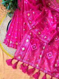 Half Silk Jamdani Print Saree