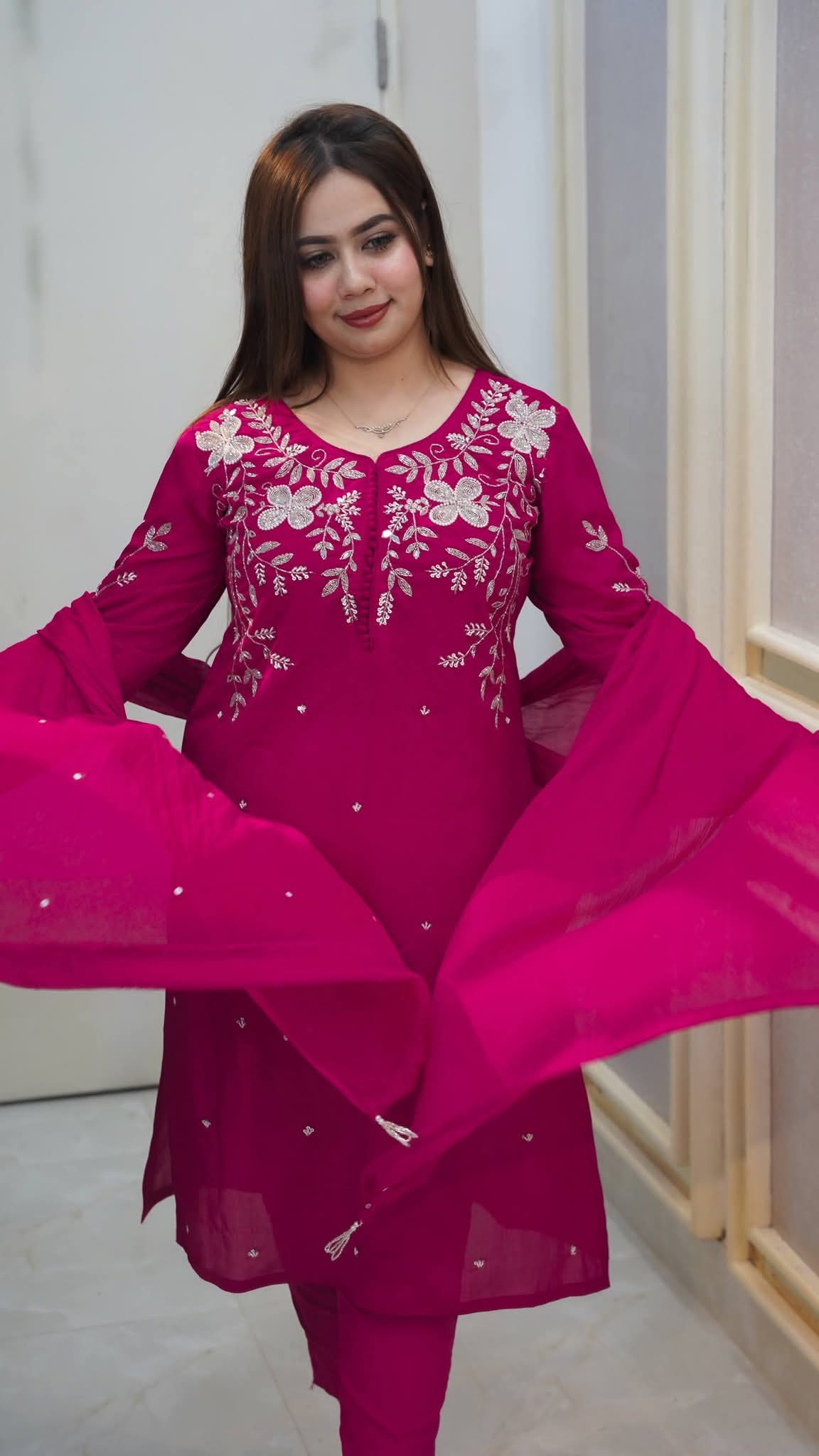 Rayon cotton dress full set Embroidery