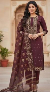 কটন স্ক্রিন ও ব্লক প্রিন্ট আনস্টিচড থ্রি-পিস কালেকশন