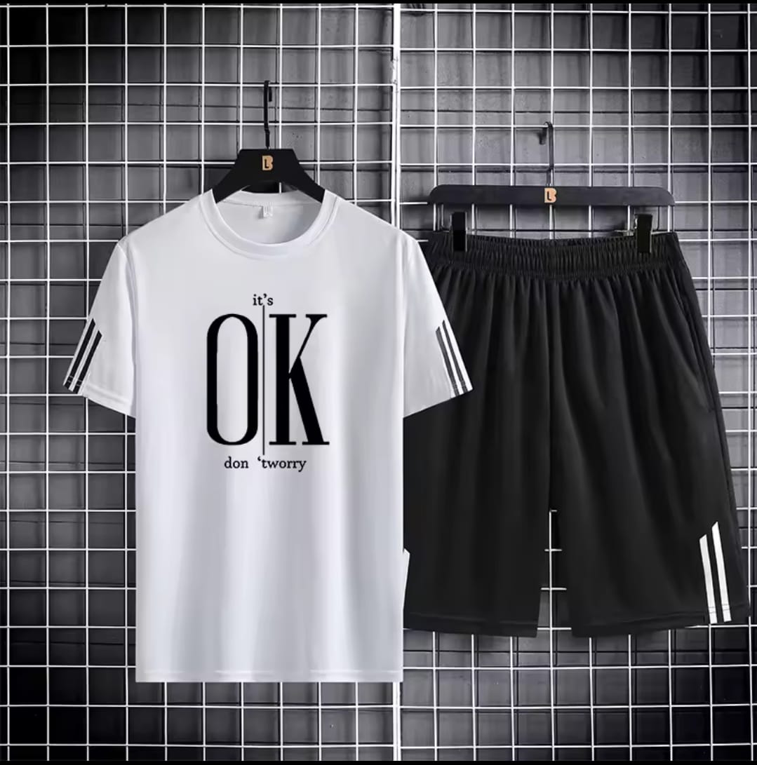 Black Manhattan 160 GSM Mesh T-Shirt & Short Pant Set | DR Fashion