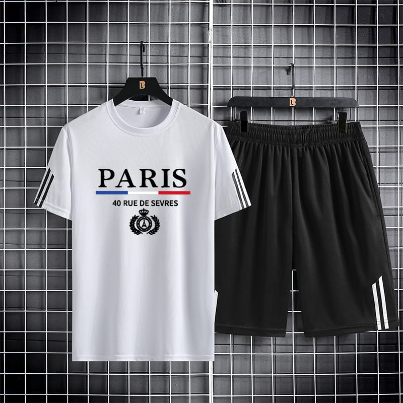 Black Manhattan 160 GSM Mesh T-Shirt & Short Pant Set | DR Fashion