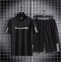 Black Manhattan 160 GSM Mesh T-Shirt & Short Pant Set | DR Fashion