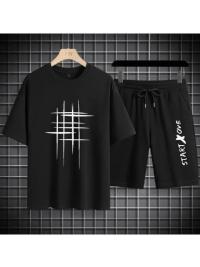 Black Manhattan 160 GSM Mesh T-Shirt & Short Pant Set | DR Fashion