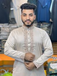 প্রিমিয়াম এমব্রয়ডারি সাটিন কটন পাঞ্জাবি - স্ন্যাপ বাটন ও মার্জিত ডিজাইন