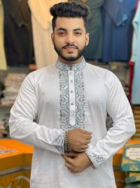 প্রিমিয়াম এমব্রয়ডারি সাটিন কটন পাঞ্জাবি - স্ন্যাপ বাটন ও মার্জিত ডিজাইন