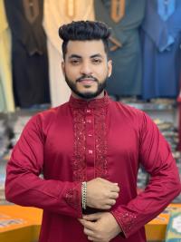 প্রিমিয়াম এমব্রয়ডারি সাটিন কটন পাঞ্জাবি - স্ন্যাপ বাটন ও মার্জিত ডিজাইন