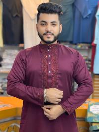 প্রিমিয়াম এমব্রয়ডারি সাটিন কটন পাঞ্জাবি - স্ন্যাপ বাটন ও মার্জিত ডিজাইন