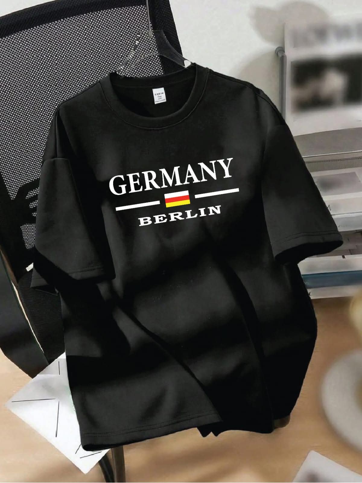 Germany Football Spirit Drop Shoulder T-Shirt - Black