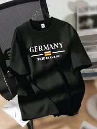 Germany Football Spirit Drop Shoulder T-Shirt - Black