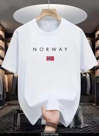 Premium Norway Flag Print Black Drop Shoulder T-Shirt for Men