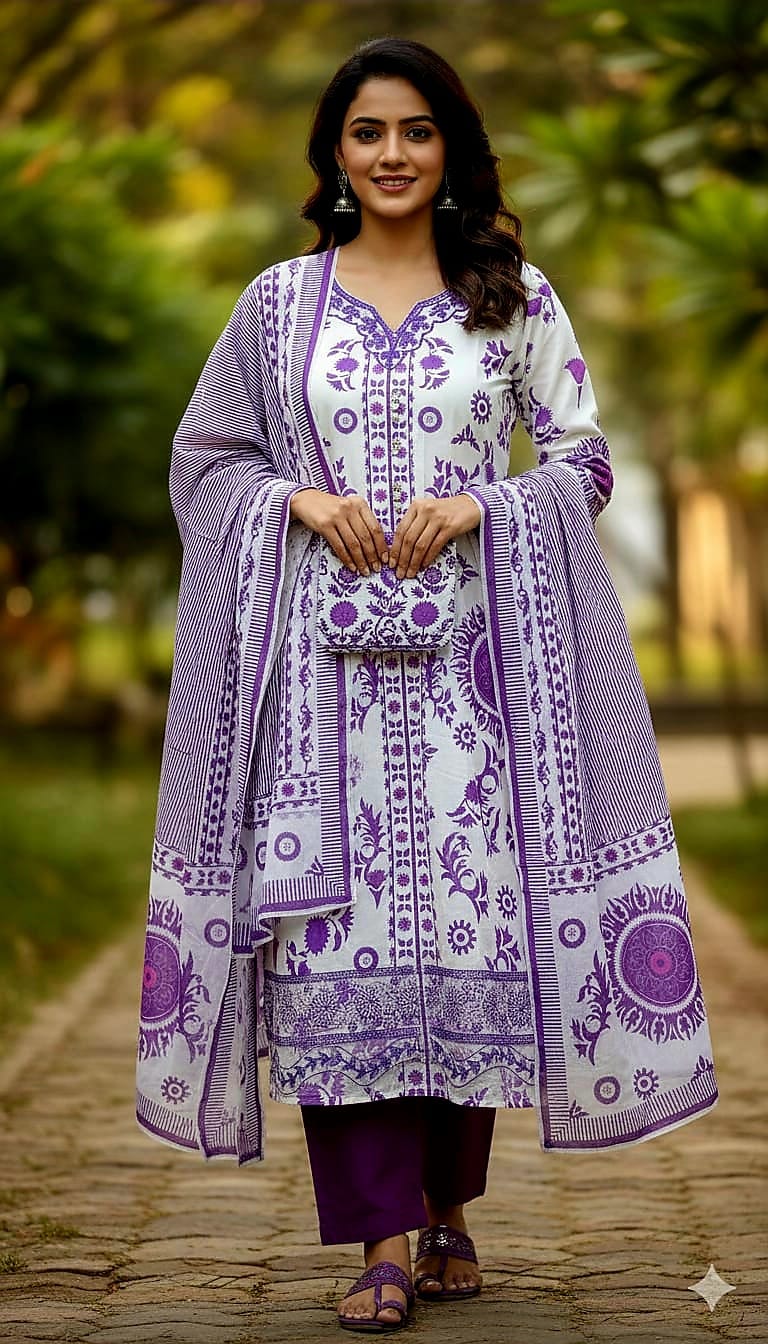 সফট কটন থ্রি-পিস কালেকশন - আরামদায়ক ও মার্জিত ডিজাইন