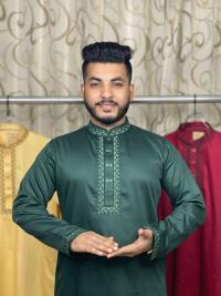 প্রিমিয়াম সাটিন কটন এমব্রয়ডারি পাঞ্জাবি - স্ন্যাপ বাটন ও মার্জিত ডিজাইন