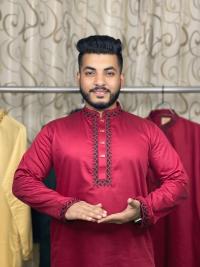 প্রিমিয়াম সাটিন কটন এমব্রয়ডারি পাঞ্জাবি - স্ন্যাপ বাটন ও মার্জিত ডিজাইন