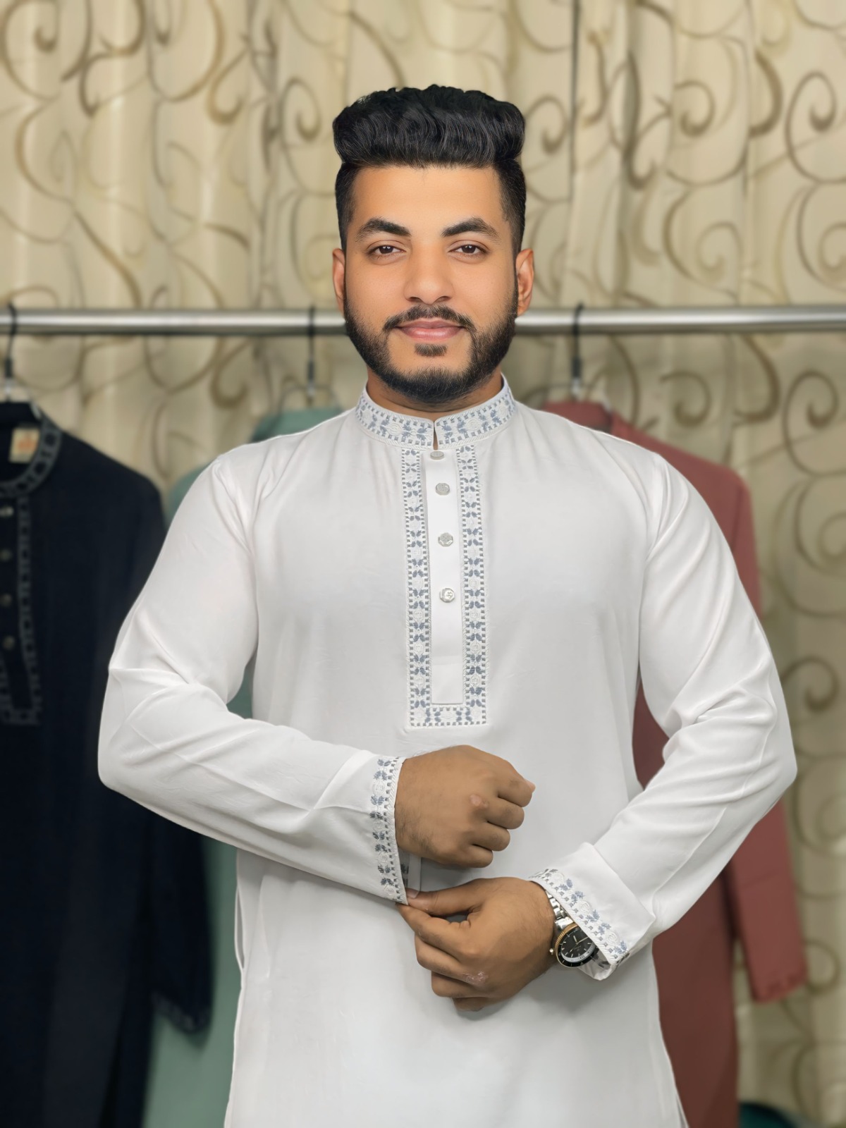 অরিজিনাল চায়না স্টিচ এমব্রয়ডারি পাঞ্জাবি - স্ন্যাপ বাটন প্রিমিয়াম কালেকশন