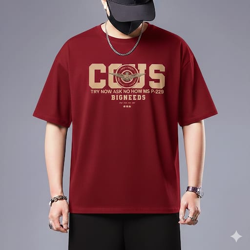 "Maroon Color Oversized Tee BD"