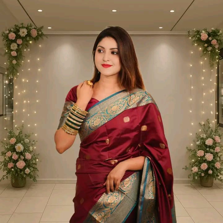 Silk Katan Saree with blause pcs ⭐⭐⭐⭐