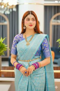 Silk Katan Saree with blause pcs