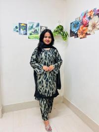 প্রিমিয়াম ডুবাই চেরি রেডিমেইড থ্রি-পিস - ডিজিটাল প্রিন্ট ও লেস ওয়ার্ক কালেকশন