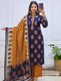 প্রিমিয়াম ডিজিটাল প্রিন্টেড থ্রি-পিস - চায়না মাইক্রোস্টিচ ও জর্জেট ওড়না সেট