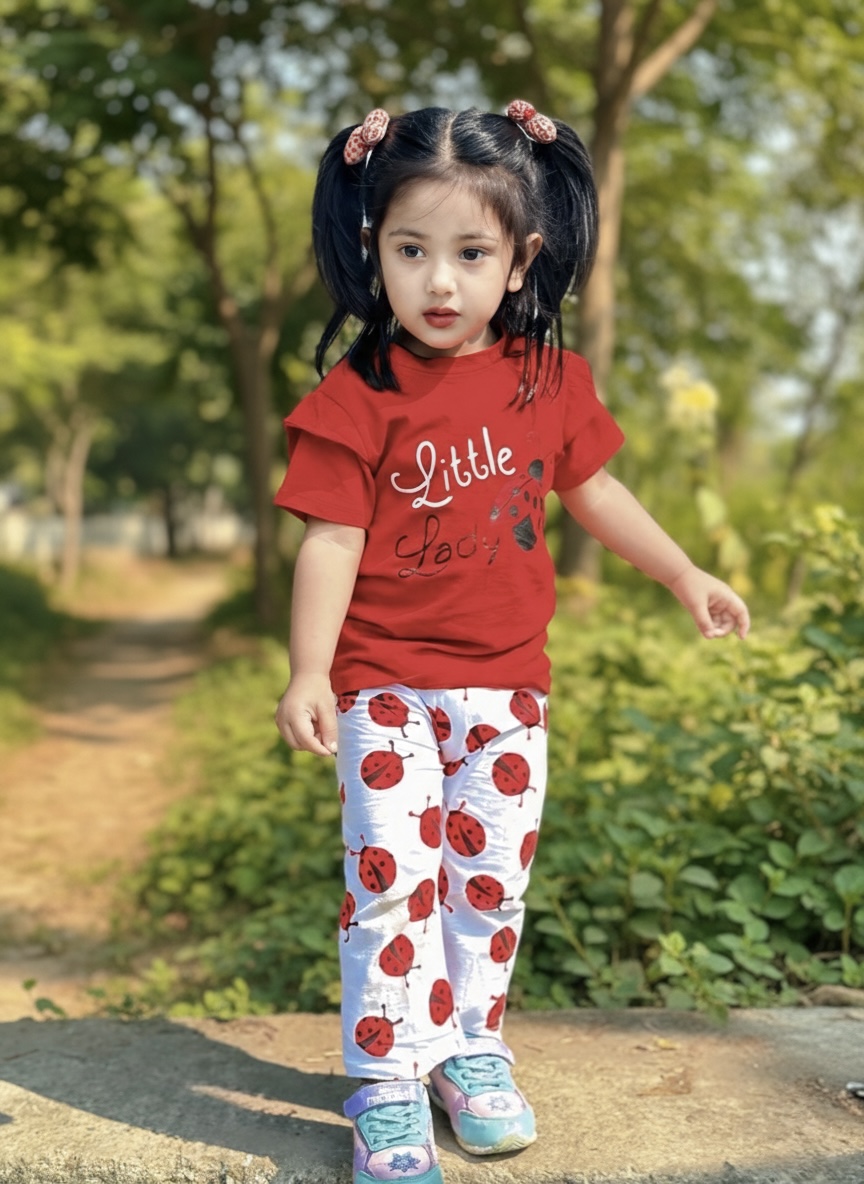 প্রিমিয়াম কটন হাফ স্লিভ টি-শার্ট ও প্যান্ট সেট - ১৭০ GSM রাবার প্রিন্ট কালেকশন (২-১৩ বছর)