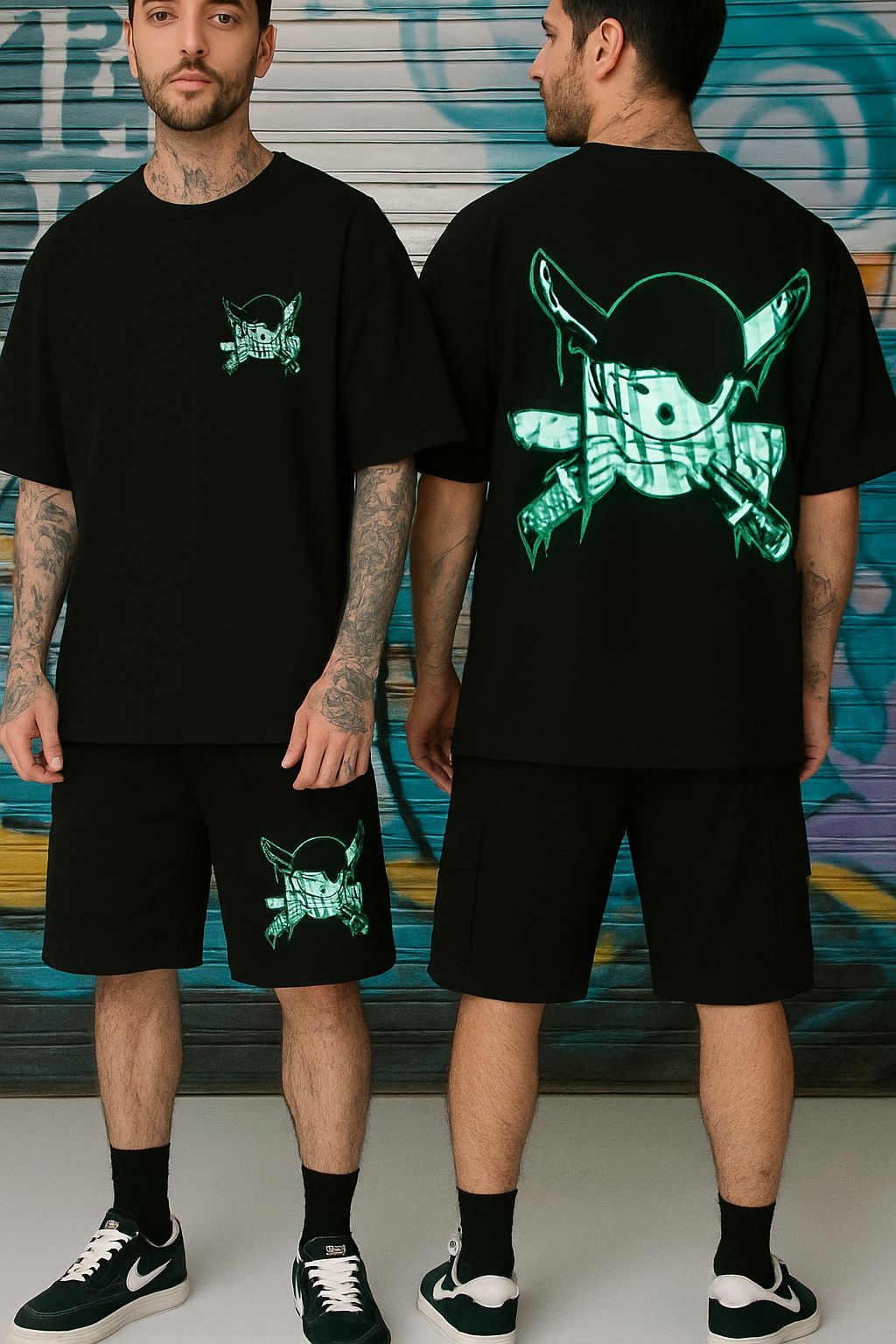 প্রিমিয়াম ড্রপ শোল্ডার টি-শার্ট ও প্যান্ট কম্বো - ২০০ GSM কটন ব্ল্যাক সেট