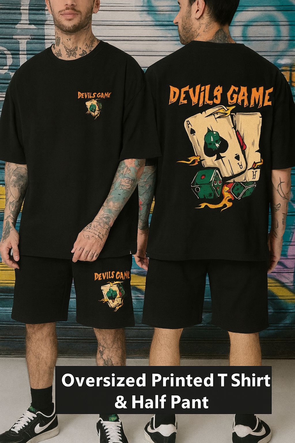 প্রিমিয়াম ড্রপ শোল্ডার টি-শার্ট ও প্যান্ট কম্বো - ২০০ GSM কটন ব্ল্যাক সেট