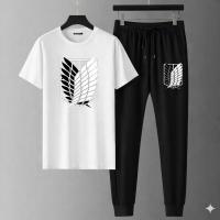 Mesh T-Shirt & Trouser Combo – Wing Emblem Graphic (White)