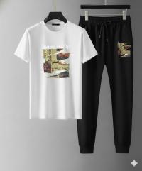 Mesh T-Shirt & Trouser Combo – Vintage Collage Graphic (White)