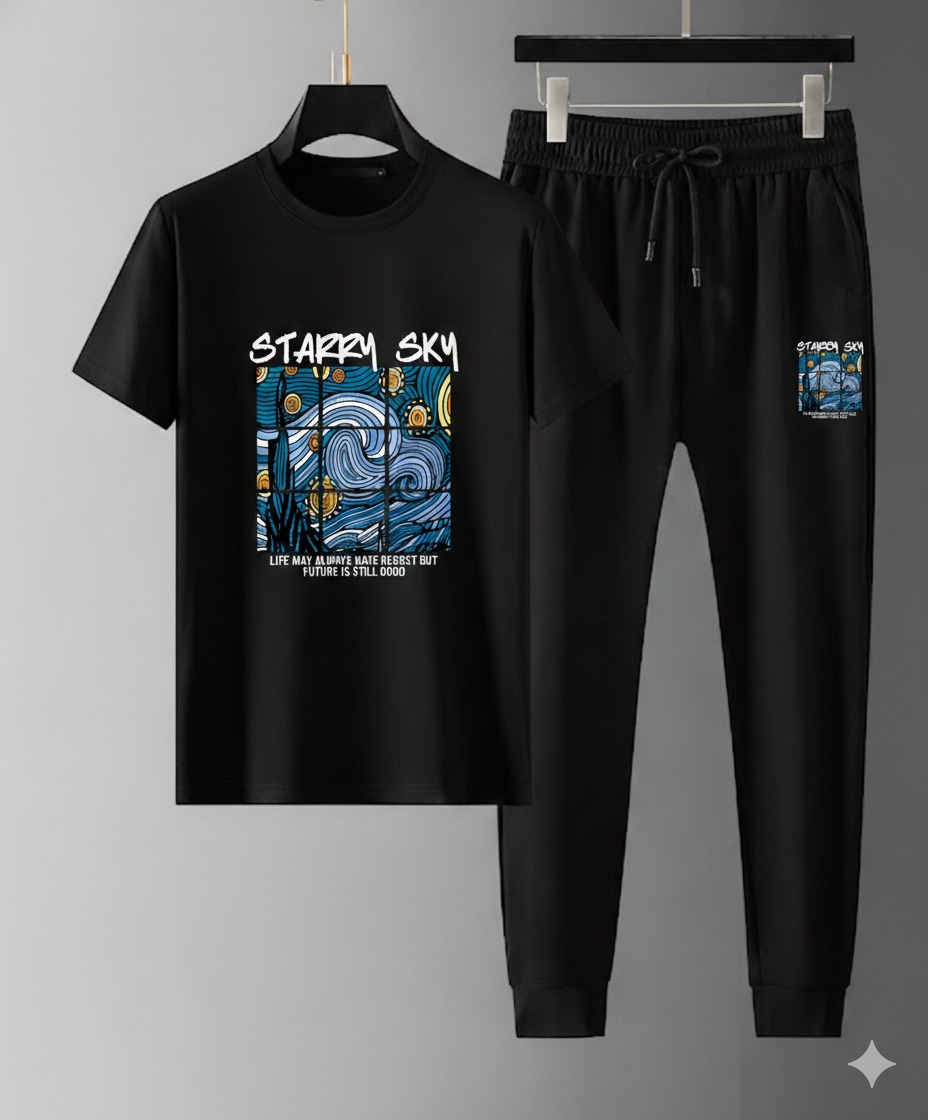 Mesh T-Shirt & Trouser Combo – Night Sky Art Print