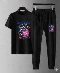 Mesh T-Shirt & Trouser Combo – Neon Skull Street Graphic (Black)