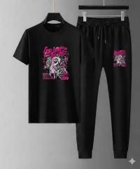 Mesh T-Shirt & Trouser Combo – Skull Street Graphic (Black)