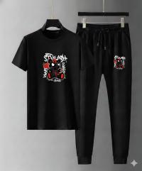 Mesh T-Shirt & Trouser Combo – Cartoon Street Graphic (Black)