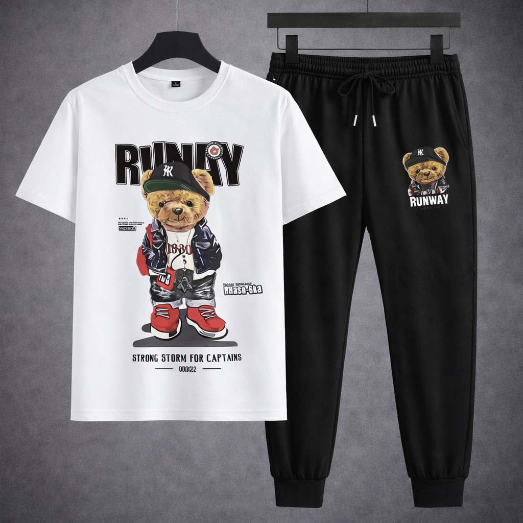 Trendy Mesh T-Shirt & Trouser Combo – Street Bear Design