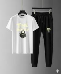 Trendy Mesh T-Shirt & Trouser Combo – Modern Time Artwork