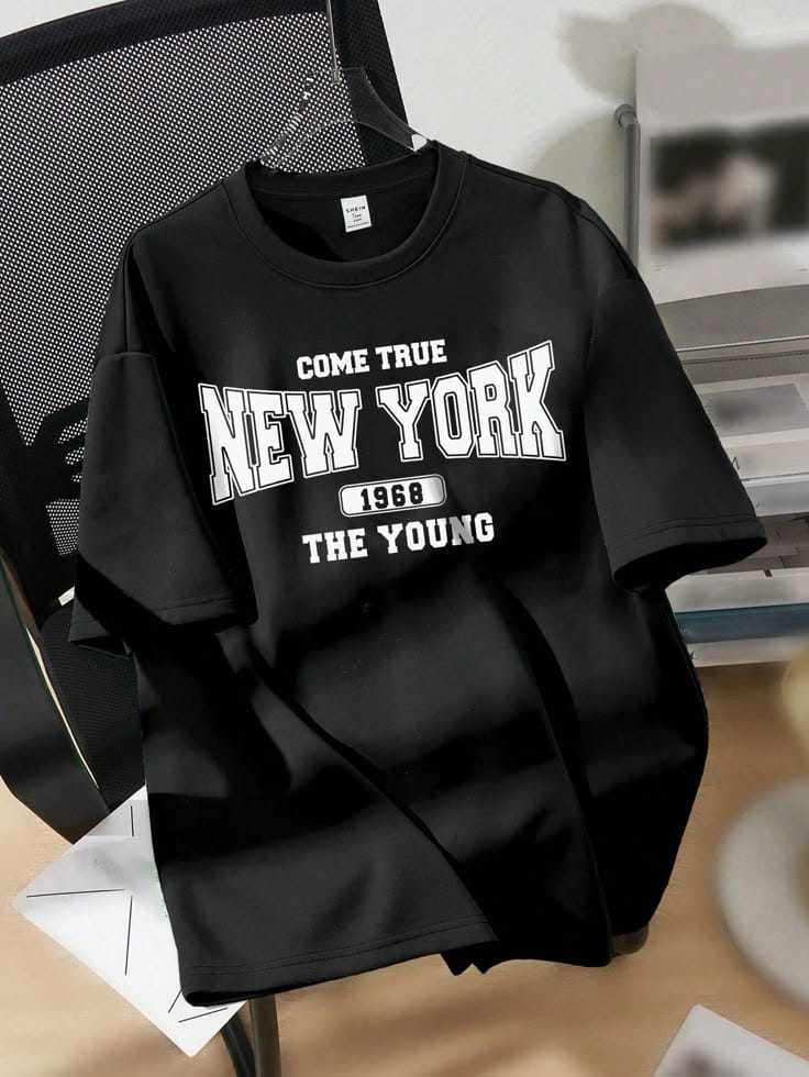 Premium Cotton Drop Shoulder T-Shirt with BLACK Text Print – White | Unisex