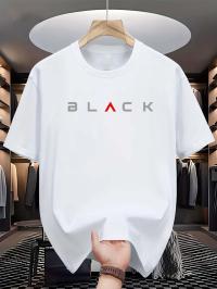 Premium Cotton Drop Shoulder T-Shirt with BLACK Text Print – White | Unisex