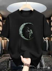 Men’s Graphic T-Shirt – Astronaut Moon Design-Teal Blue
