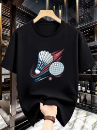 Premium Black Graphic T-Shirt – Badminton Sports Design