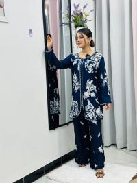 Premium Cotton Embroidery 2-Piece Set - Elegant Work on Kamiz & Pant