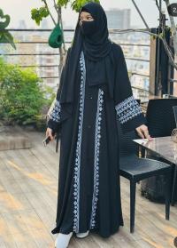 Premium "Abaya In Pori" - Original Dubai Fabric with Embroidery Work